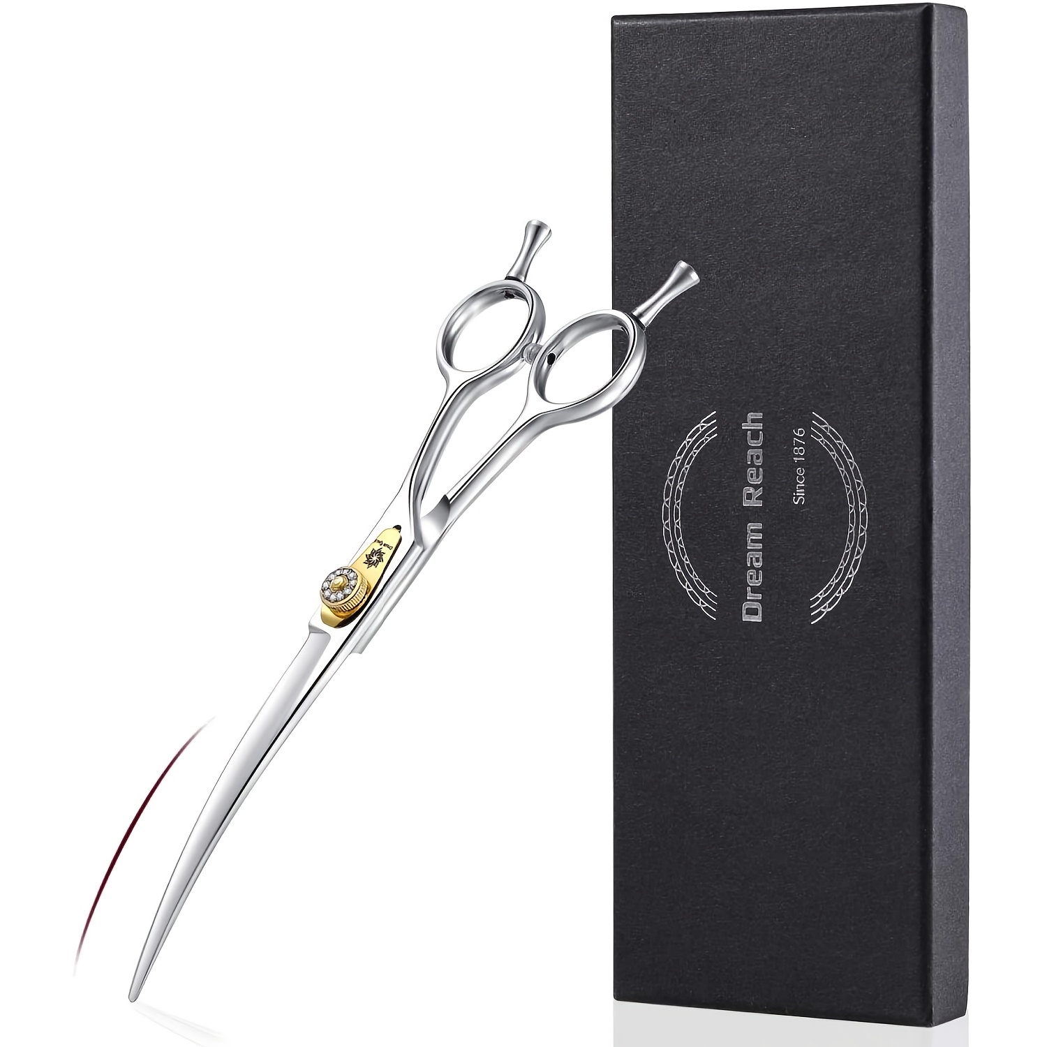 Image of 7.0 Inch Curved Scissors For Dogs And Cats Grooming For Animal Hair 440c Stainless Steel