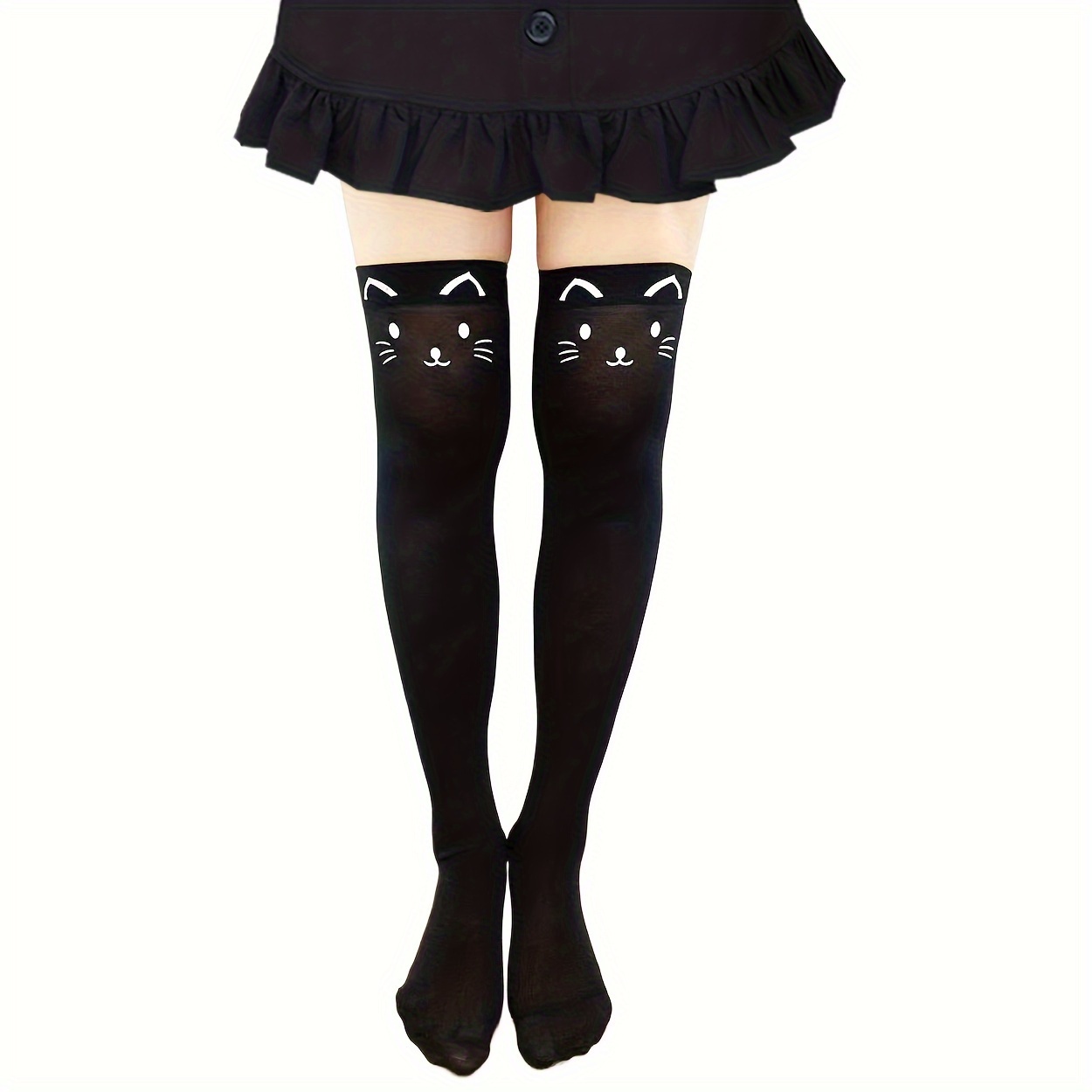 

1 Pair Cute Cat Thigh High Stockings, Kawaii Slim Over The Knee Socks, Women's Stockings & Hosiery