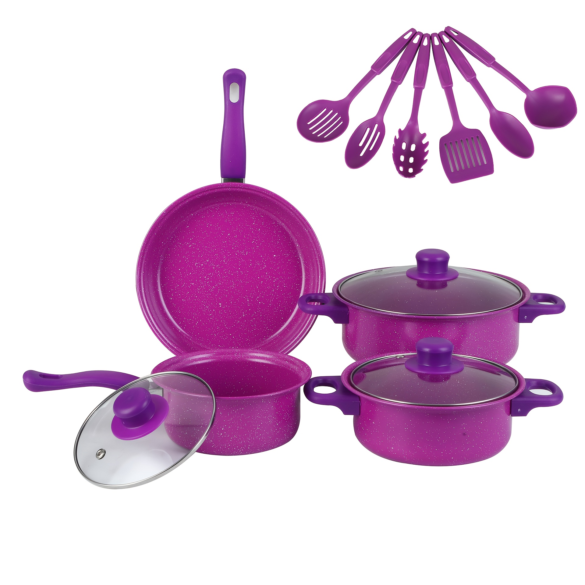 TEMU A Perfect Piece Cookware Set With , Pan, Saucepan, Ramekin And Multiple Spatulas, Easy To Clean, Great For Home Use, Easter, Thanksgiving, Christmas Dinner And Gift !