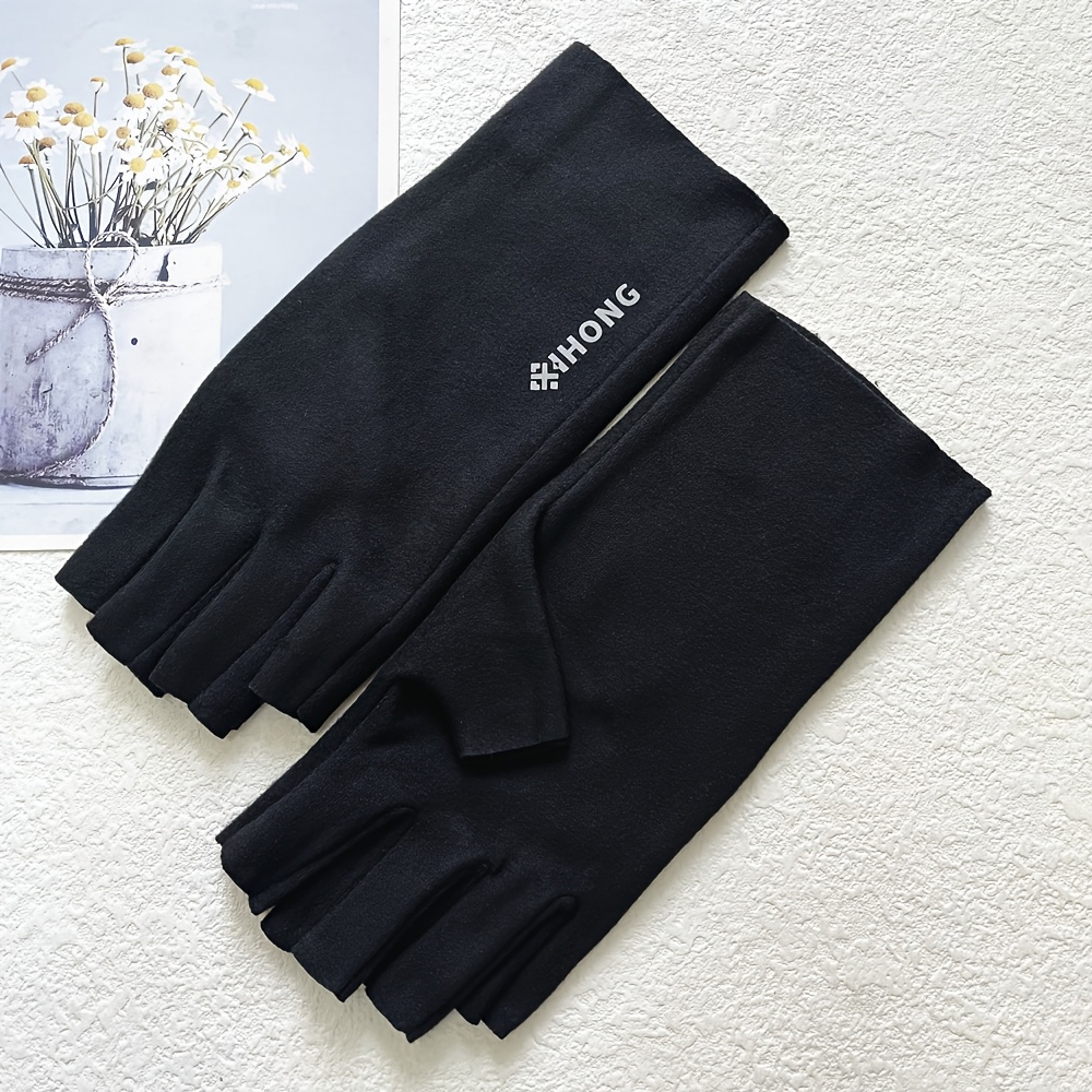 1 Pair Autumn Winter Warm Thin Elastic Half Finger Glove For Women, Fits All, For Kinds Sports And Indoor Daily Use
