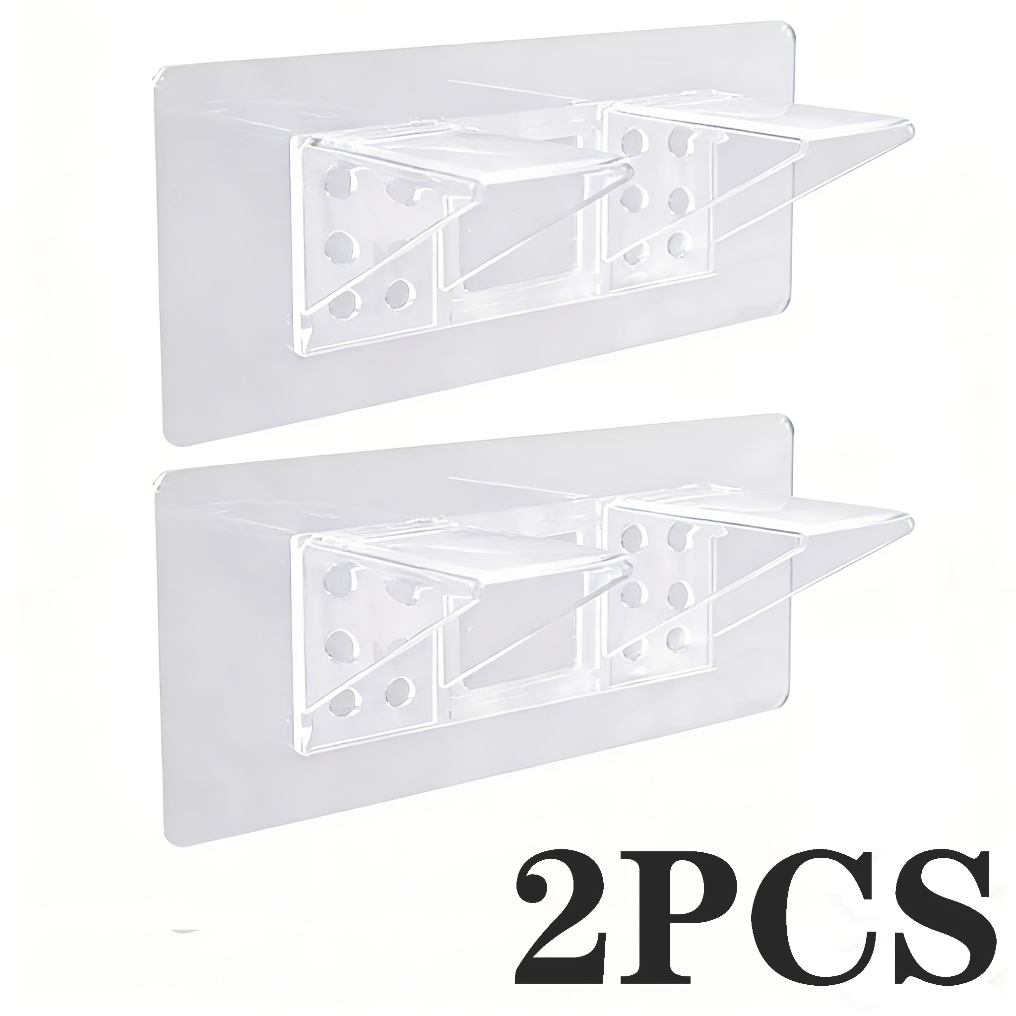 TEMU Lot de 2 supports d'étagère adhésifs perçage - Forte , installation facile, support mural en plastique moderne pour de cuisine, salle de bain,