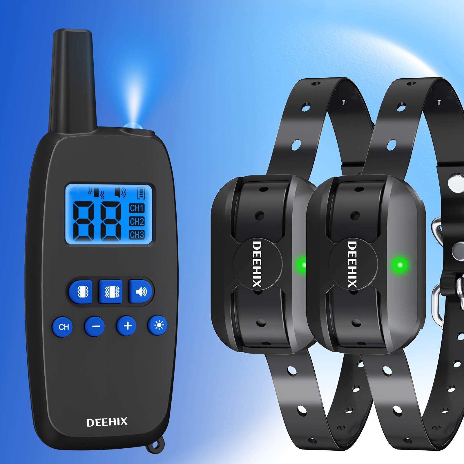 1/2/3pcs dogs collars, 999.74meter range, dog training collars with remote, adjustable nylon strap, vibration,   & sound  , rechargeable, waterproof, for small to large dogs (2.27-68.04kg) 0