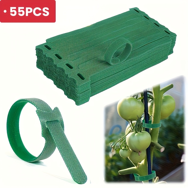 Image of 55/102pcs, Reusable 6-inch Non-slip Nylon Plant Ties, Adjustable Closure, For Securing Plants, Gardening Applications And Cable Management, Garden Maintenance Tools, Ties, Hook-and-loop Ties, Green