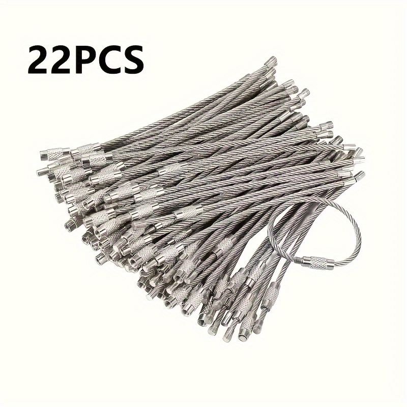 TEMU 22 Pcs Stainless Steel Key Rings - Non-interwoven, Gray, ,