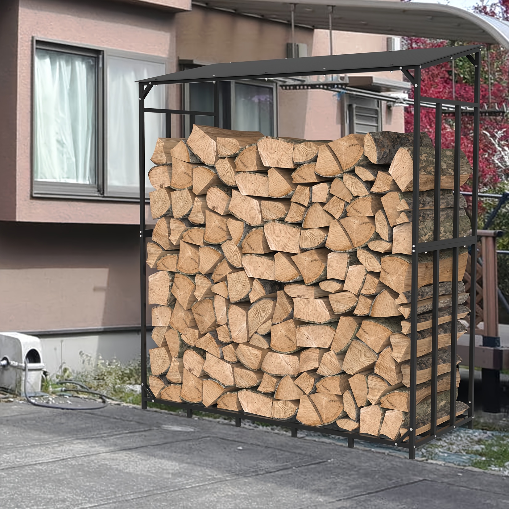 Sturdy Outdoor Firewood Storage Rack Made Of Heavy-duty Steel