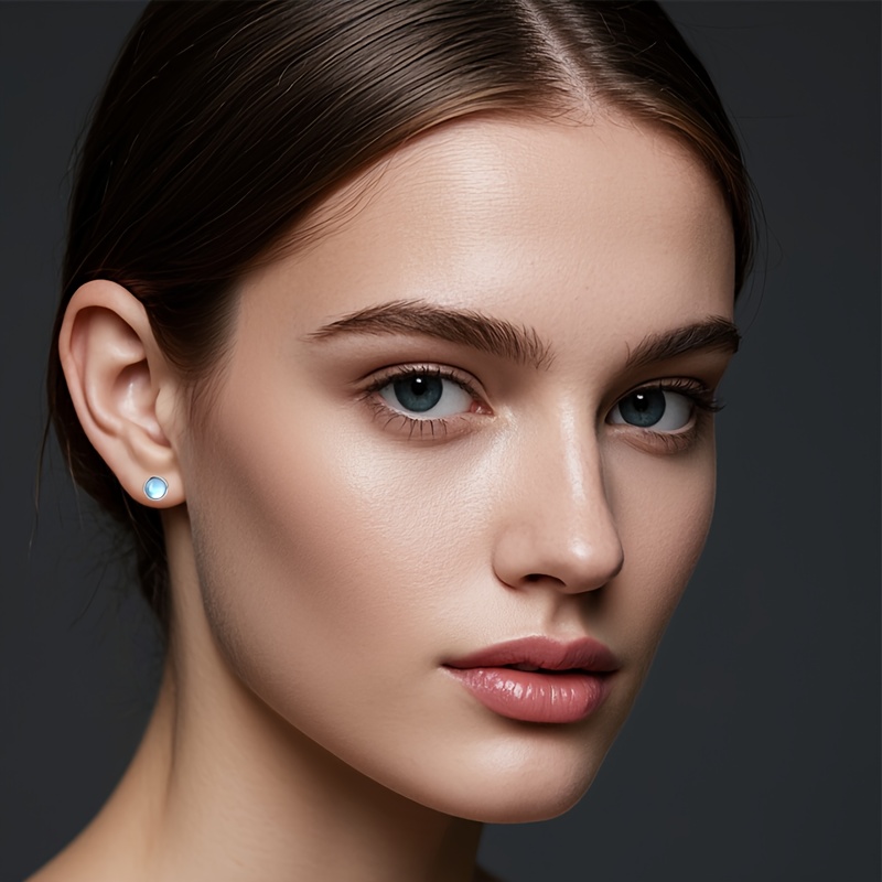 925 Sterling Silver Moonstone Stud Earrings