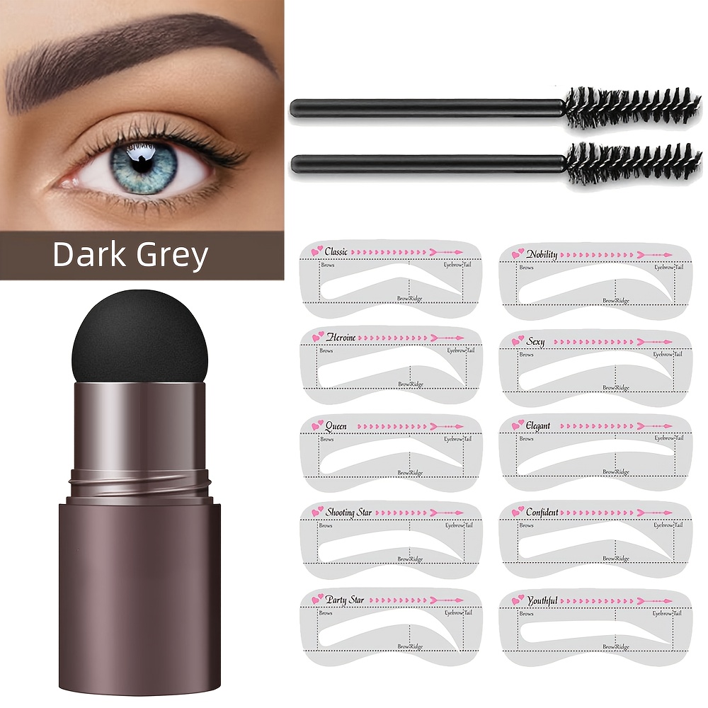 Eyebrow Stamp And Eyebrow Stencil Kit with Eyebrow Brush, 10 Reusable Stencils