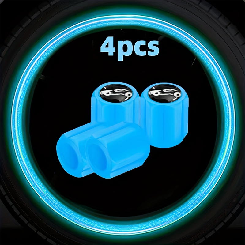 4 Illuminated Valve Covers With - Hexagonal Abs Dust Cover, Suitable For All Vehicle Models, Suitable For Valve Stems, Vehicle, Vivid Valve Covers, Durable Valve Covers