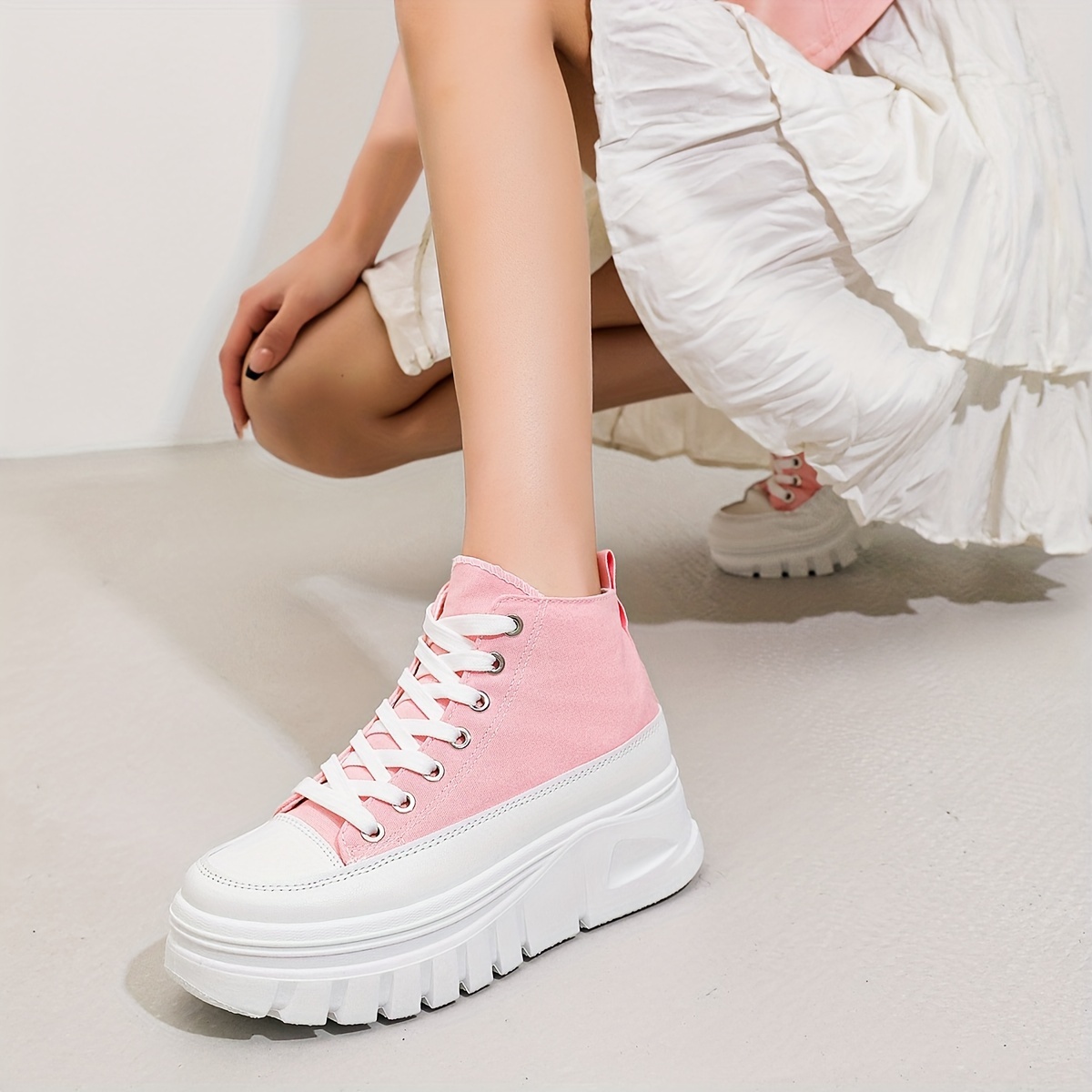 Casual Thick-Soled Height-Increasing Shoes Comfortable Versatile Sports  Shoes Pink Women's Shoes