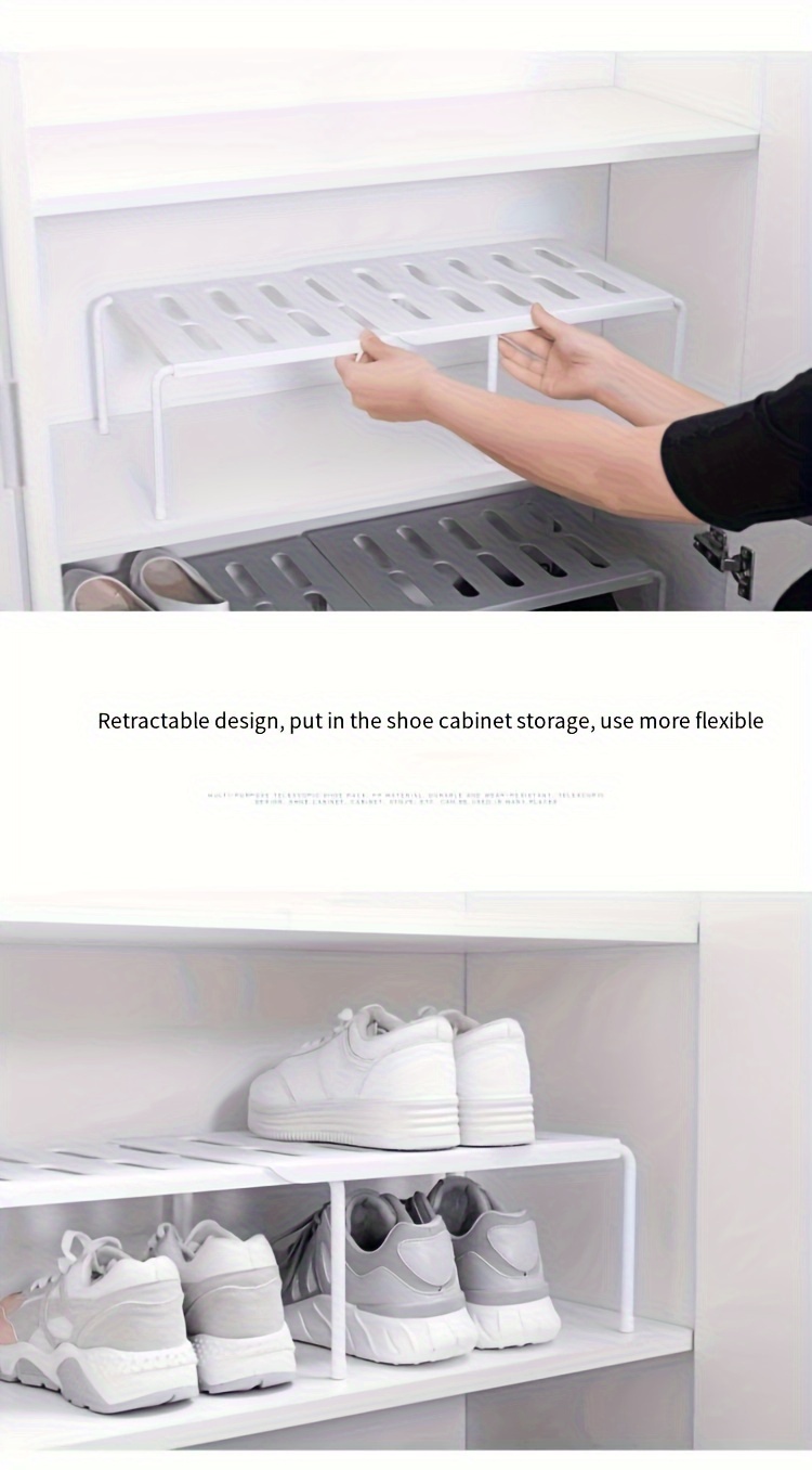 popular   1pc telescopic shoe rack space saving plastic storage organizer for   room dorm ideal for slippers and shoes details 6