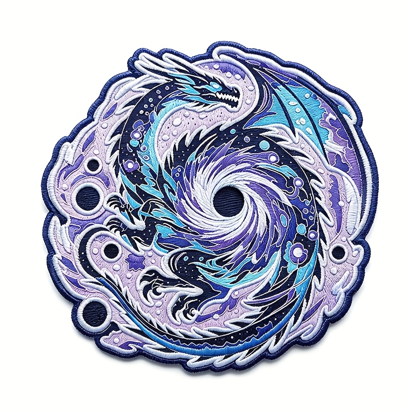 TEMU 1 Black Hole Dragon Embroidered Badge, Fantasy Space Embroidered Patch, A Mythical Creature Gift For Dragon Enthusiasts