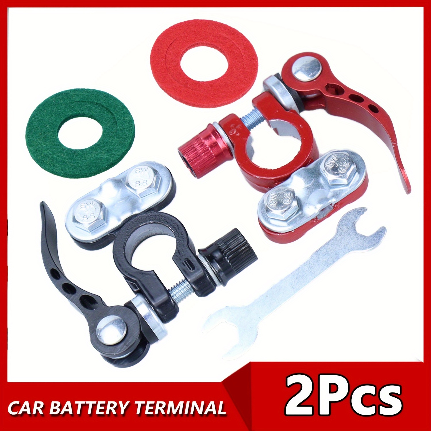 

2pcs -duty Aluminum Car Battery Clamps, 12v 24v Top , For , Electrical , No Battery Included