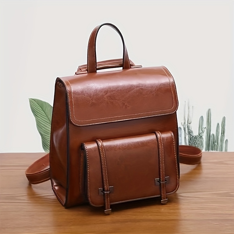 Vintage Leather Backpack for Women - Large Capacity Laptop Bag Retro Embossing Embossed Leather Backpack Women - Etsy main image 4
