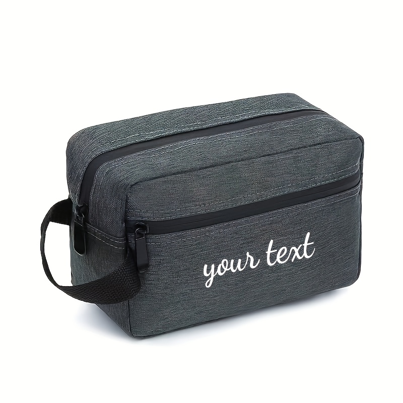 TEMU 1pc Custom Embroidered Name Travel Toiletry Bag, Toiletry Accessories Pouch, Foldable Storage Bag With Dividers And Handle For Cosmetic Brush