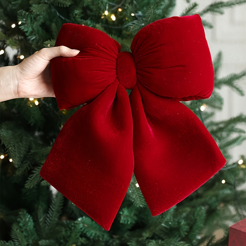 

Luxurious Velvet Bow Decorations, Large Red Bowknot, Style, No Battery Required, Featherless, For Christmas Tree, Gift Wrapping, Wedding, Thanksgiving, New Year, Valentine's Day