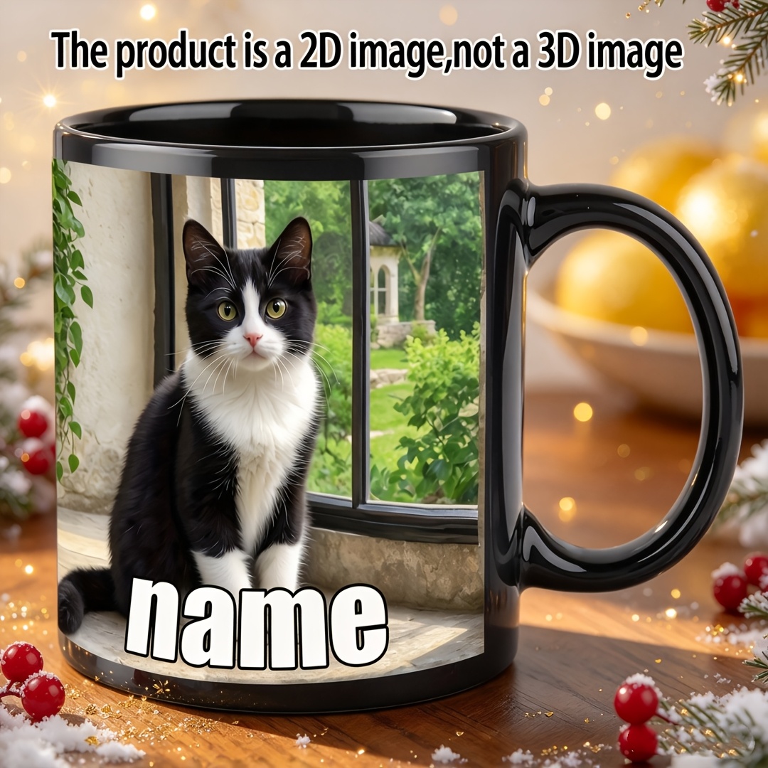 TEMU 1pc Name Personalization Customizable Pet-themed Cute Ceramic Mug, 11oz Ceramic Coffee Additions - Birthday Gifts, Anniversary Gifts, Hot And