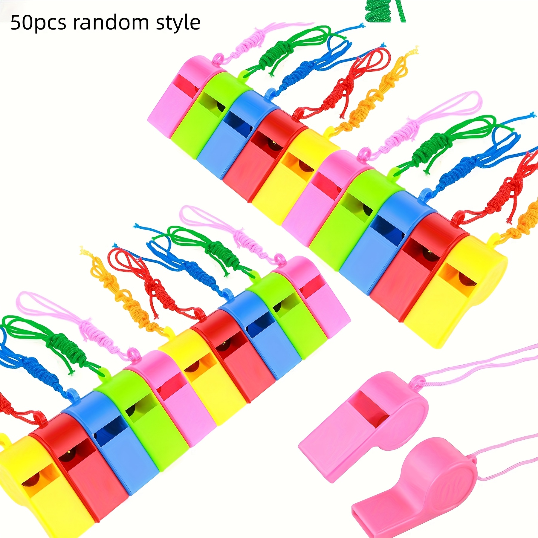 TEMU 50pcs Whistles, Whistles With Lashes, Sports Whistles, With Sounds, Suitable For Referee Training And Gym Whistles