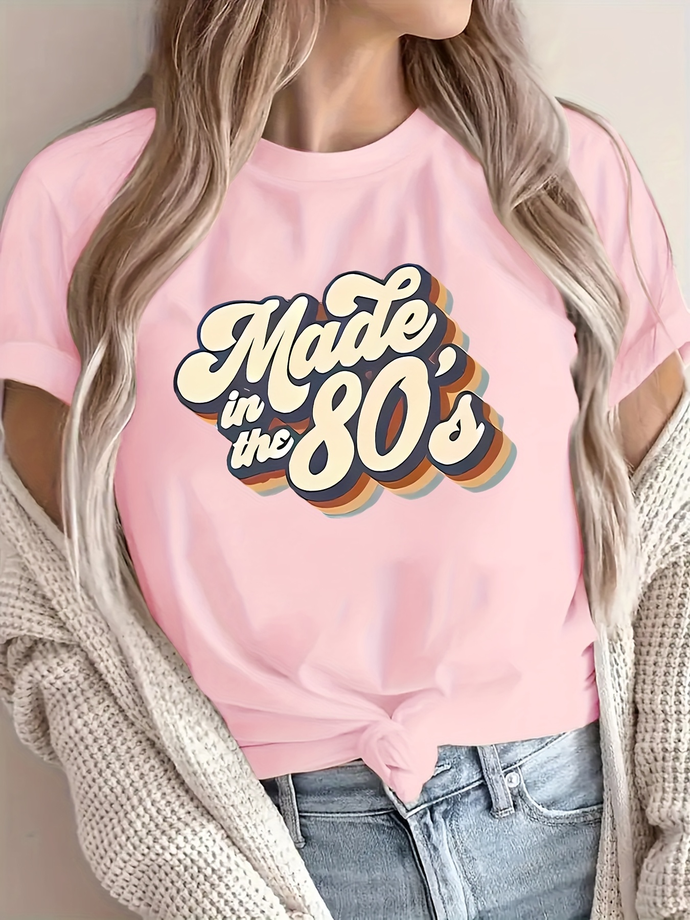 Pink 80's T Shirt Fashion Ladies I Love 80s Fashion Text