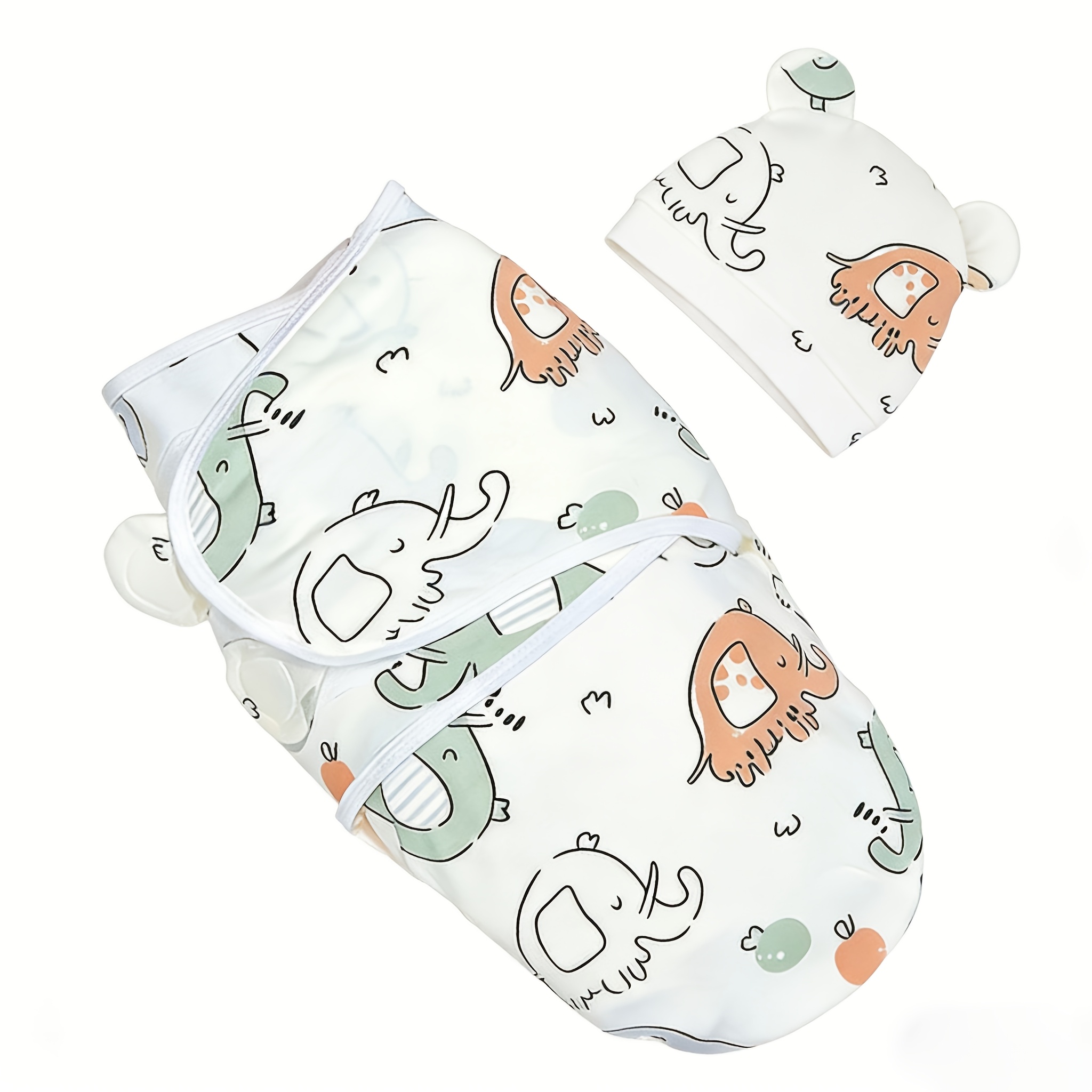 2pcs Baby Swaddle Set with Hat, Soft And Cute Baby Swaddle Blanket, Suitable for 0-6 Months, Easy Wrap Swaddle, Baby Wrap Blanket, Christmas, Halloween, Thanksgiving, Easter Gift