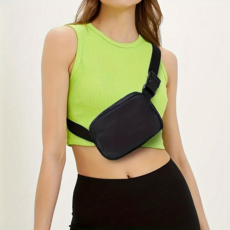 Black Unisex Mini Belt Bag with Adjustable Strap Small Fanny Pack for Workout Running Traveling Hiking, Holiday gifts