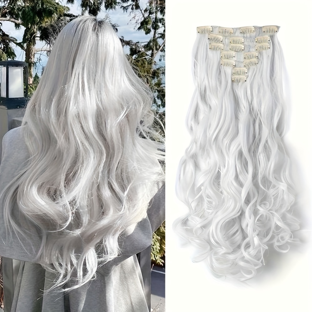 Luxurious 7pcs Clip in Long Wavy Synthetic Hairpiece Women