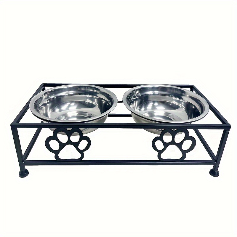 

Stainless Steel Double Pet Bowls With Iron Stand For Dogs And Cats - & Non-slip Feeding Platform For Large & Medium Breeds - Uncharged Dual Food