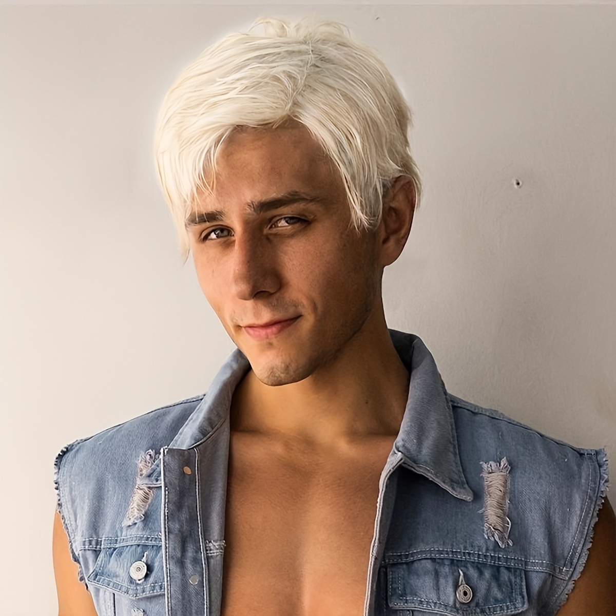 

Men's Golden Blonde Short Wig - Heat Resistant Synthetic Hair For Cosplay, & Costume Parties
