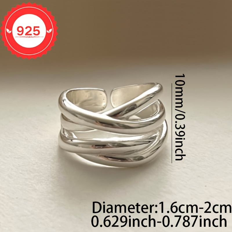 S925 Silver Layered Wrap Open Adjustable Ring