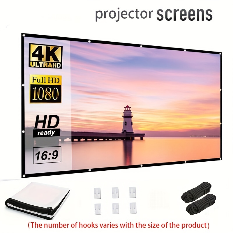 

-inch Portable Projector Screen 16:9 - Foldable, Wrinkle-resistant For Indoor/outdoor Use, Double-sided Video Display, Ideal For Home Theater, Office, And Classroom