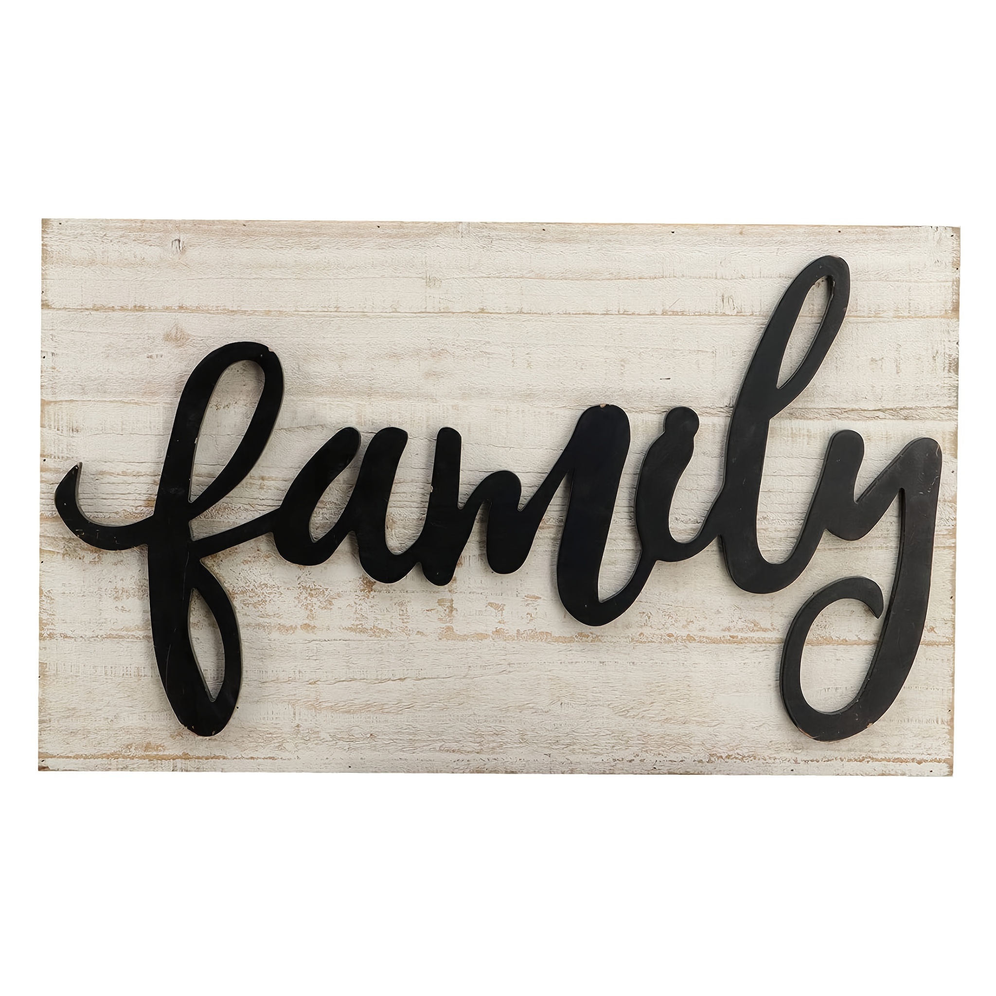 

Family Wood Signs For Home Decor, Rustic Farmhouse Family Decor White Washed Finishing Background And 3d Black Lettering