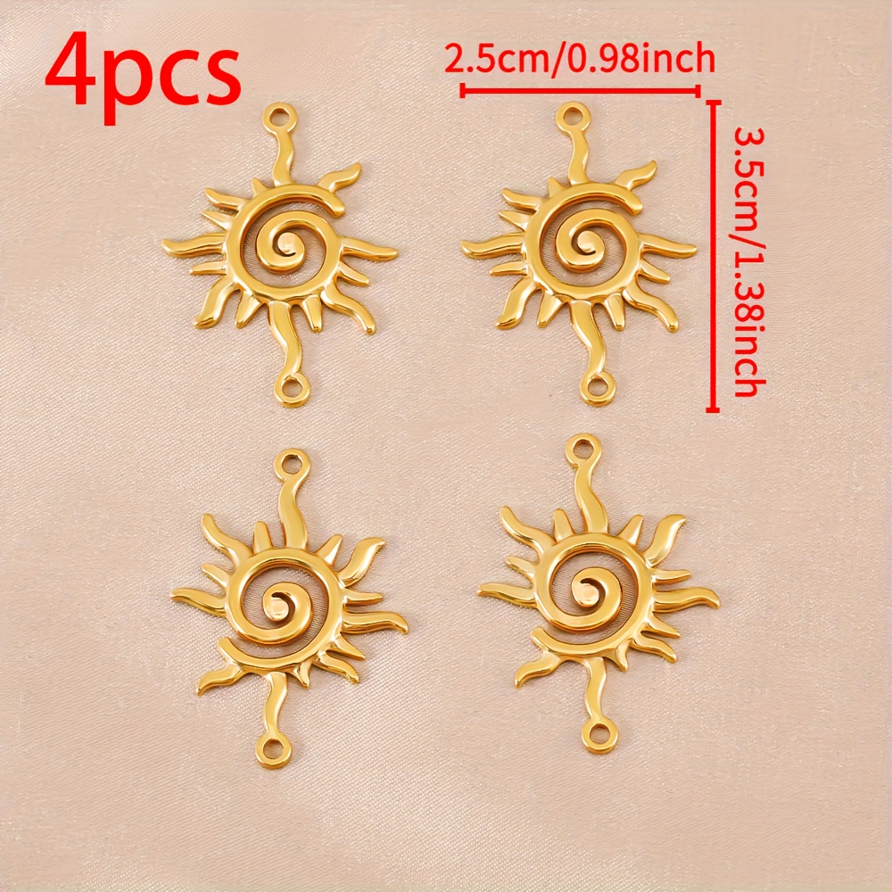 Image of 4pcs Spiral Sun Pendant Connectors With Spiral & - Double Hole For Making, Necklace Bracelet Earrings Accessories, Links For Homemade Beaded Bracelets & Necklace (4pcs)