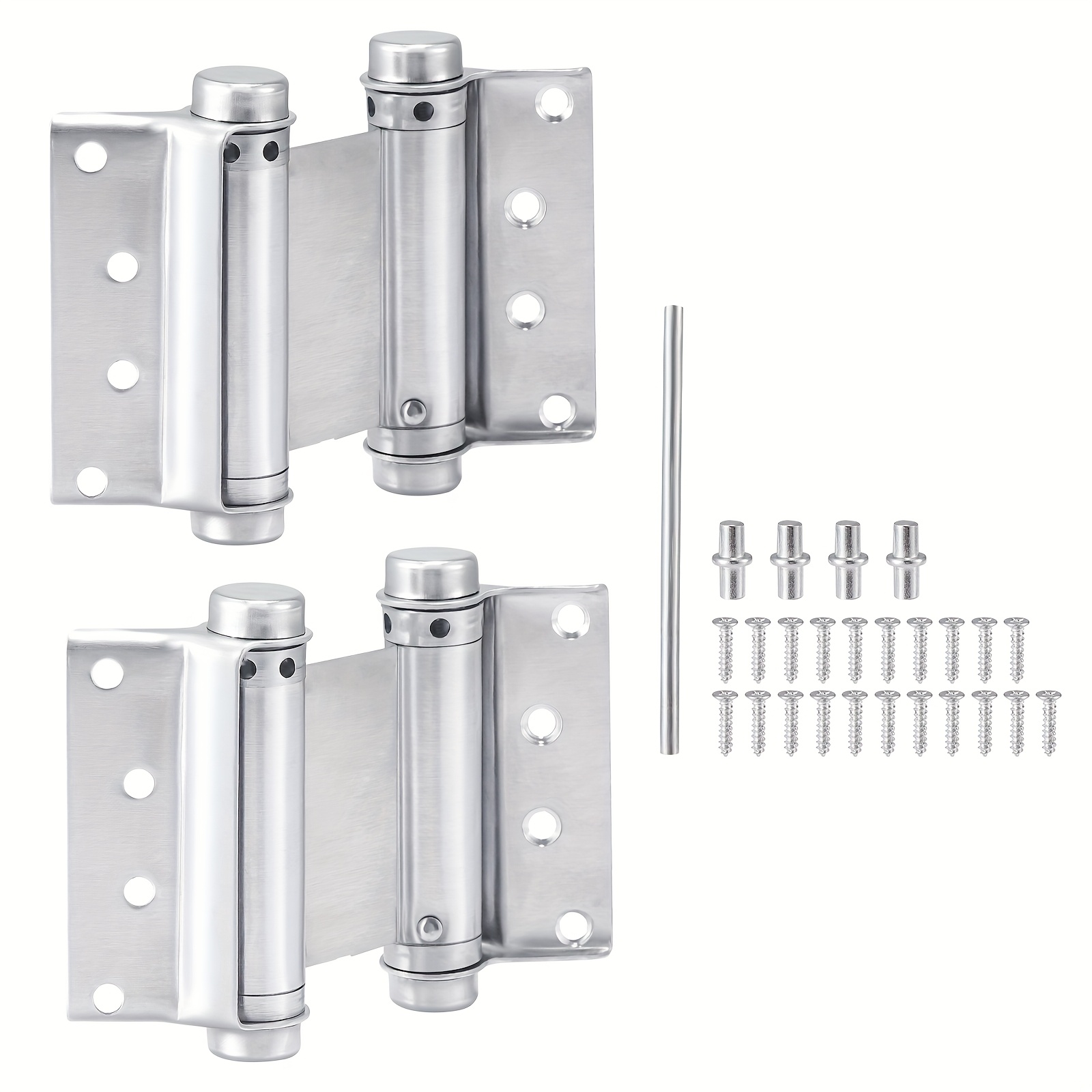 TEMU 3 Pouces Double Action Ressort , 201 Acier Inoxydable, Porte Café Salon Clics de Porte Auto-fermants Avec Épissures Et Vis (2-Pack) (Argent)
