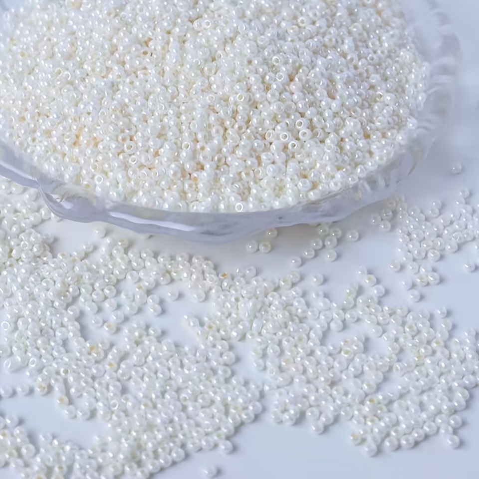 E-shop 2mm Glasperlen Creme Streu-Perlen, 7600 Stück, Schmuckzubehör