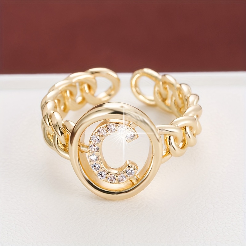 Chain Letter Set with Zirconium Ring for Women