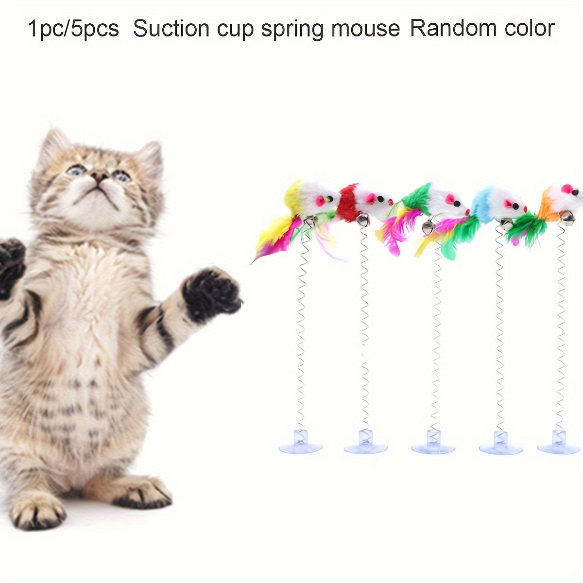 

1 sur 5 jouets pour chats avec souris à ressort à ventouse, aléatoires, batterie