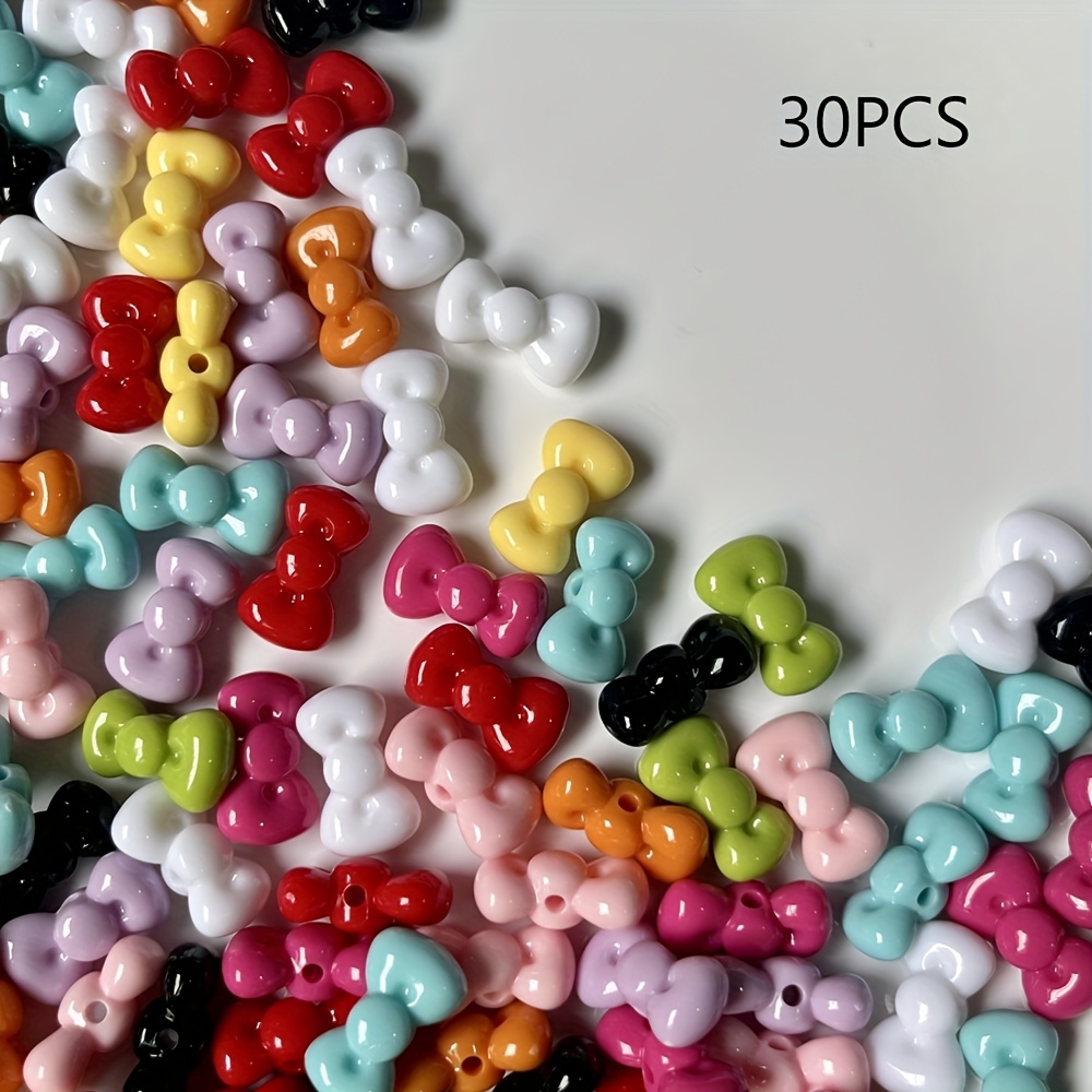 TEMU 30 Perles Nœuds Colorés en Acrylique pour Artisanat, Chaînes de Téléphone et Ajouts Décoratifs