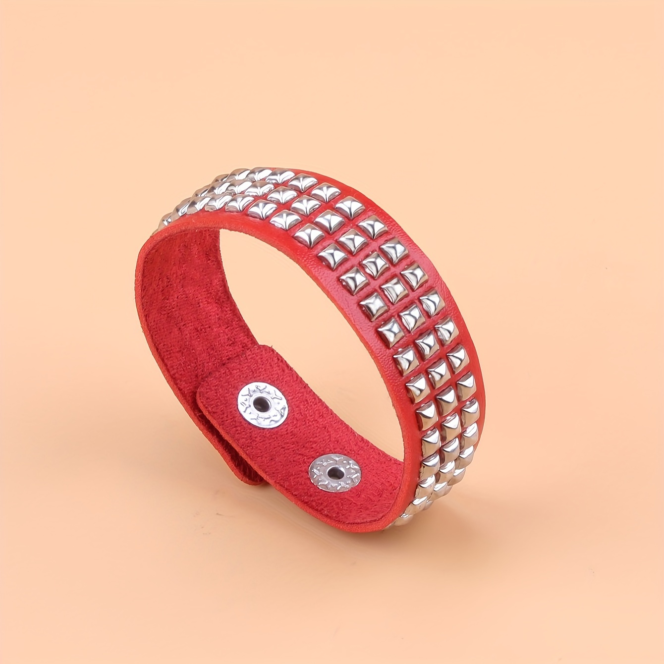 Square Stud Bracelet PU Leather Unisex Wristband