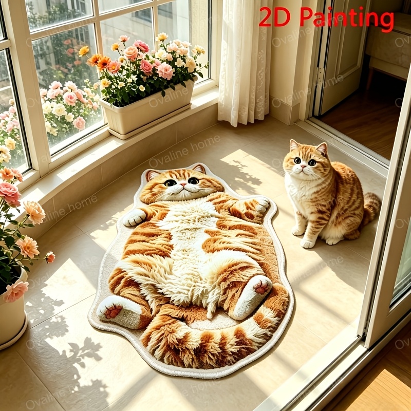 TEMU Velvet 900g 9mm Soft Cute Realistic Style Living Room Carpet [2d Flat] Thin Velvet 3d Effect, Non-plush Bedroom Decoration Bedside Carpet Warm