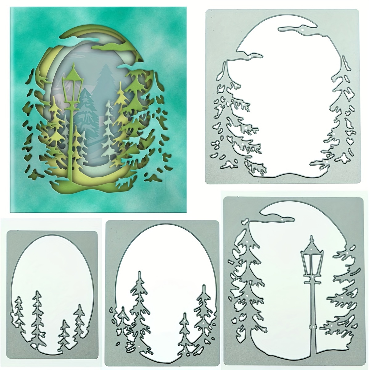 

Layered Forest Tree Scene Metal Cutting Dies For Scrapbooking, 3d Plant-themed Die Cut Stencils For Diy Postcard & Paper Craft Decoration