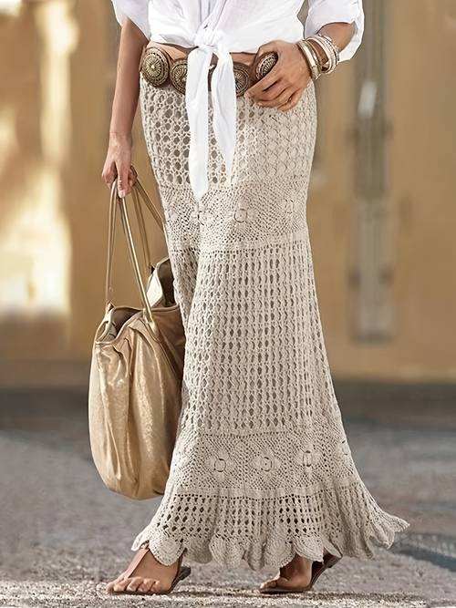 womens casual lace midi skirt 95 polyester 5 elastane solid color knit fabric 120gsm weight with 100gsm lining elegant and comfortable
