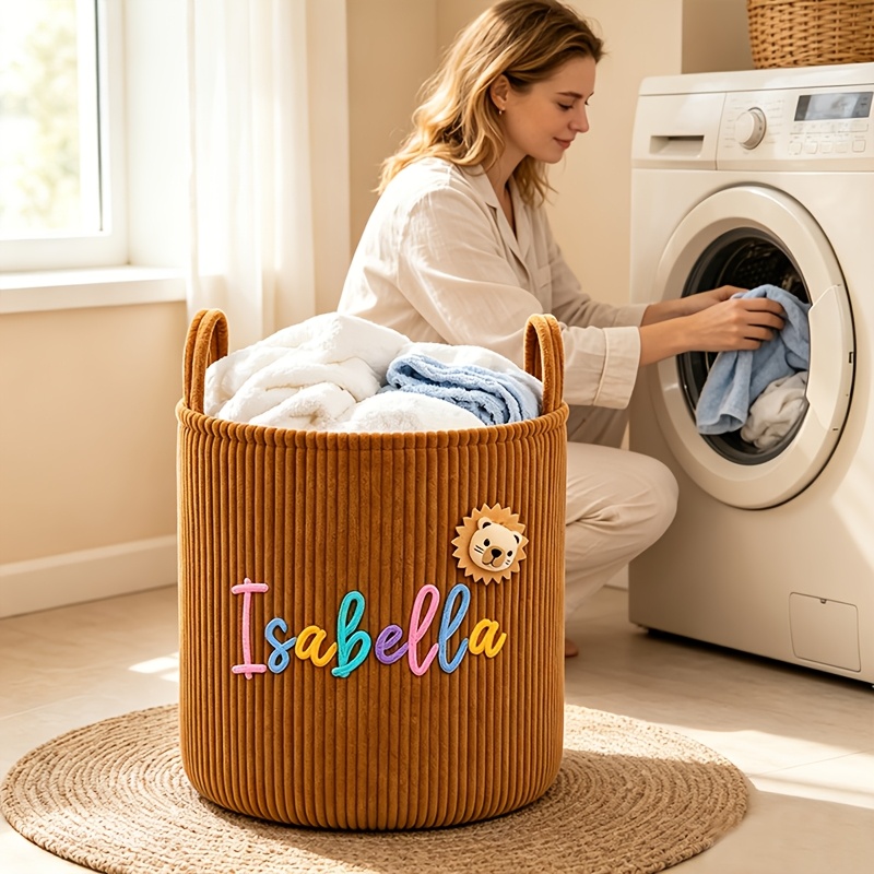Personalized Storage Basket with Handle, Customized Name Design