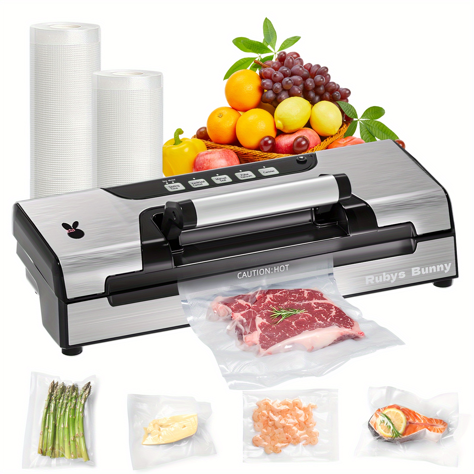 

Vacuum Sealer, 120w 60 Hz Machine Preservation Dry/moist/liquid Modes, Built-in Cutter And Bag Storage, Free 2 Rolls Sealer Bags