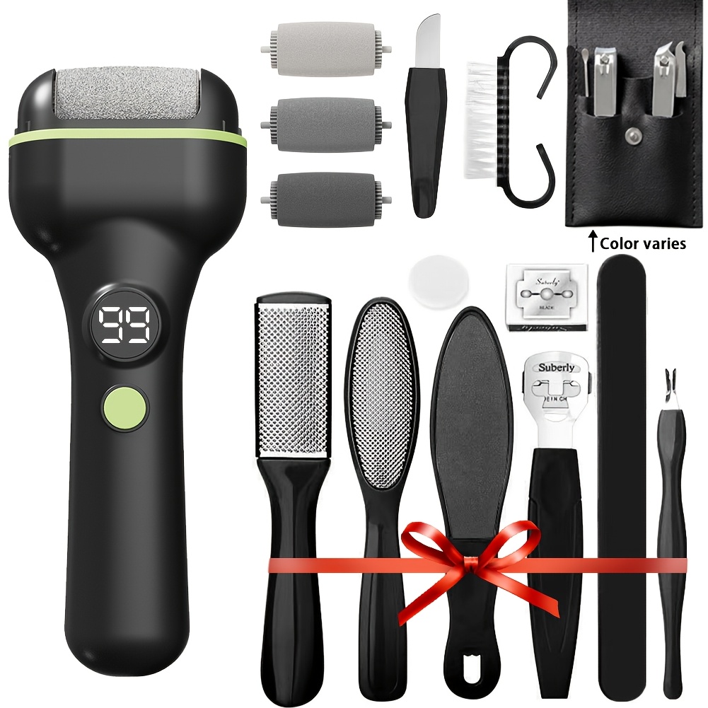 TEMU Advanced Electric Foot Remover Kit - Effortless & Gentle Exfoliation For Smooth Soles -rechargeable Led Digital Display Foot Polisher, Stainless