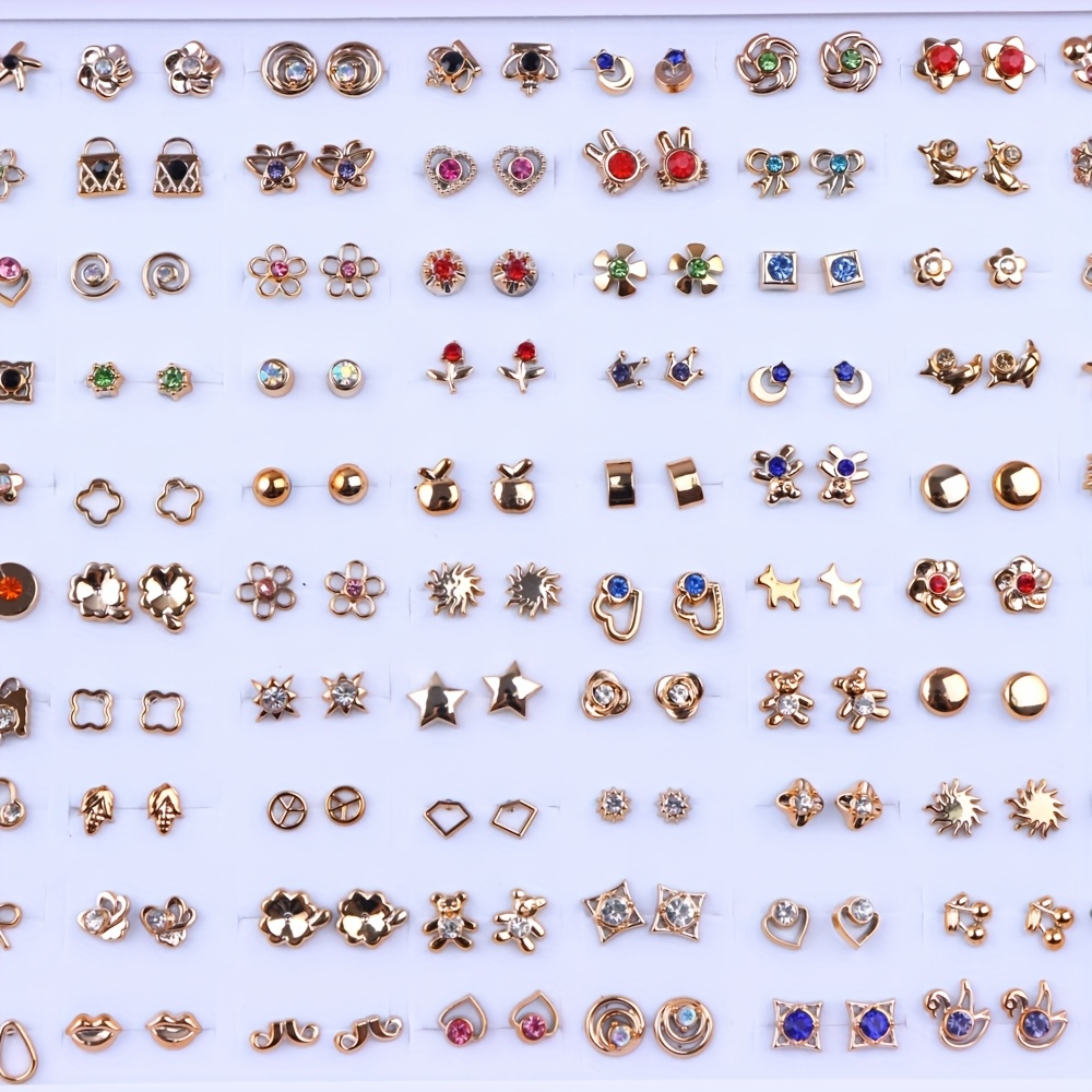 E-shop 36 Paar modische Strass-Ohrstecker für Damen, trendige, einfache Ohrschmuck für den täglichen Gebrauch