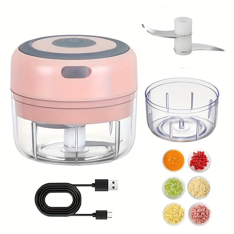 1 procesador de alimentos multifuncional de alta potencia | Carga inalámbrica USB, mezcla/ picar rápidamente carne/ajo/verduras/alimentos para bebés, vaso de calidad alimentaria, bloqueo de seguridad para niños, ideal para cocina y camping - Imagen 6