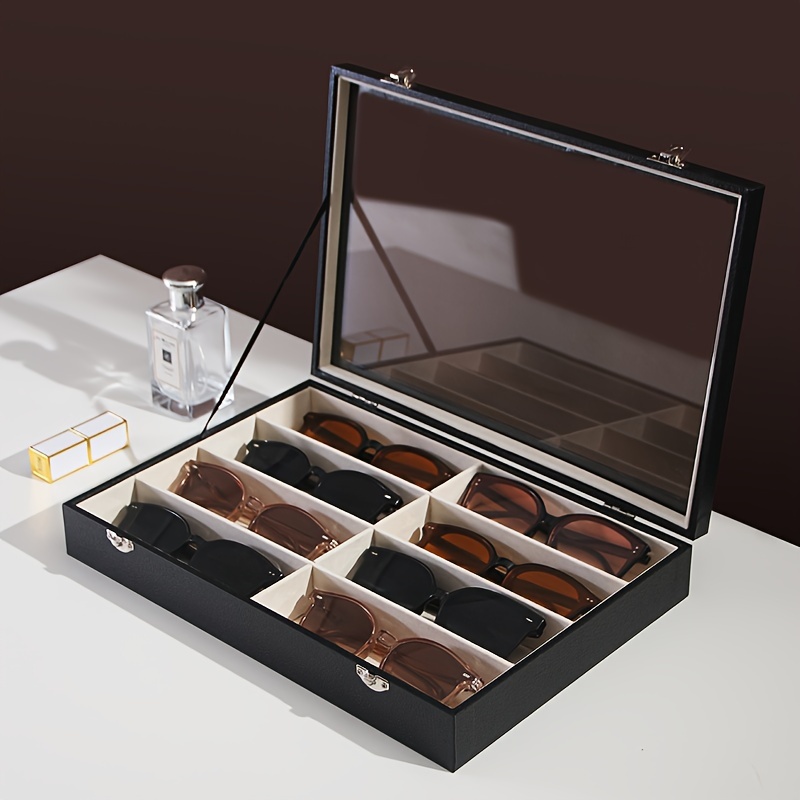 

Wooden Eyeglass Organizer , -compartment Display Box For Men And Women