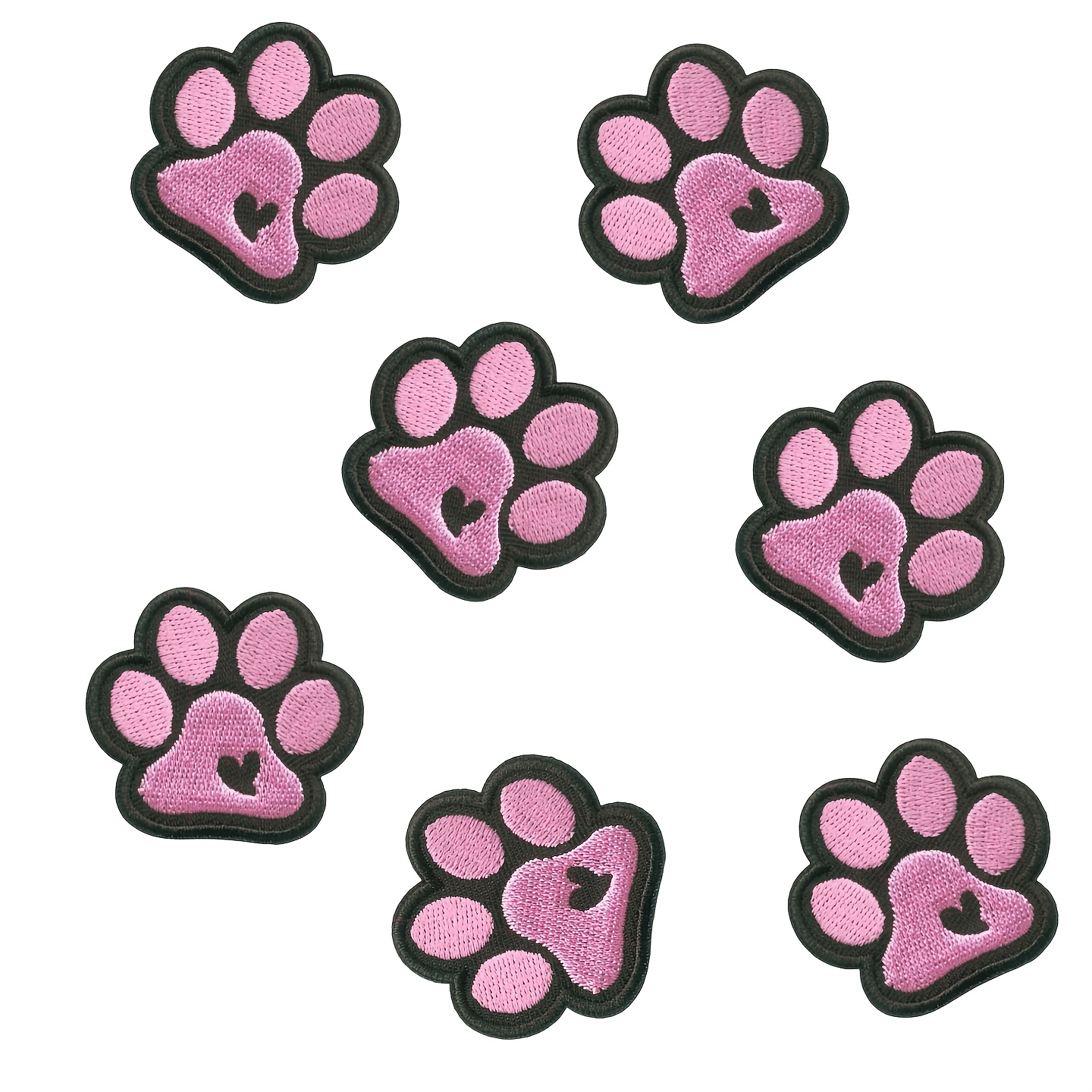 TEMU 7pcs Paw Heart Embroidered Patches, Iron On Or Sew On, Suitable For Clothing, Backpacks And Hats, Durable And Colorful Decorations