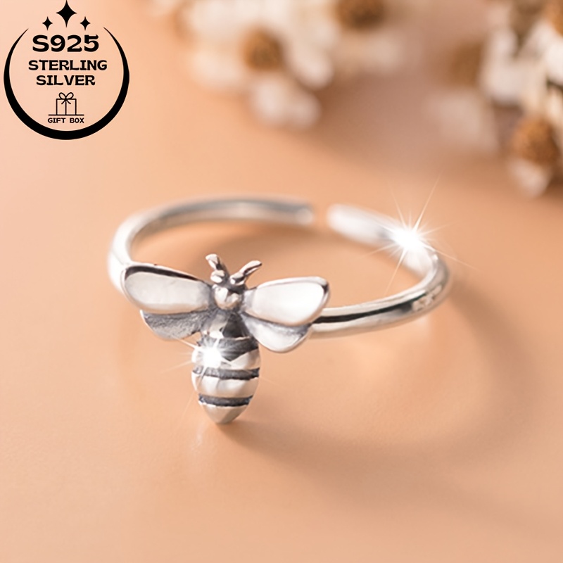 925 Silver Vintage Thai Silver Insect Bee Ring Adjustable Open