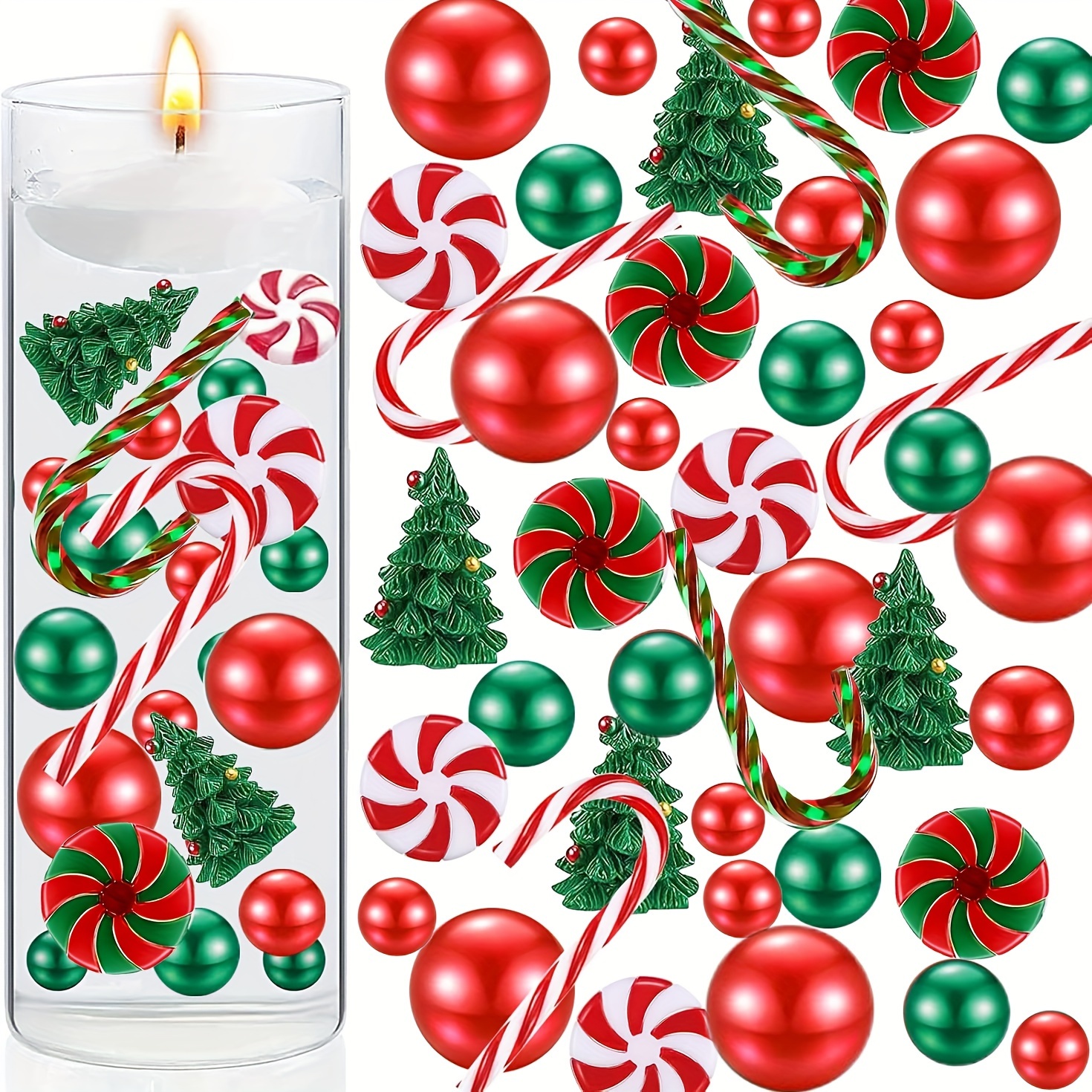 

106pcs Christmas Vase Filler Set - Festive Tree, Candy Canes & More For Holiday Decor, Diy Crafts, , New Year, Weddings & Parties