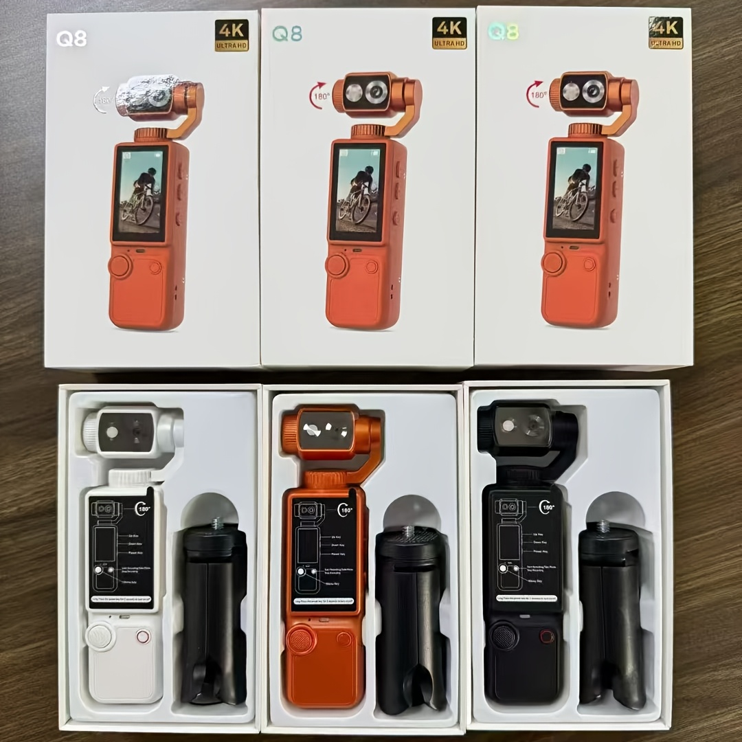 neue hd-hand-actionkamera, outdoor- -gimbal-kamera, reise-hand-vlog-kamera, drei-in-  hd-tragbare actionkamera mit hand-gimbal/1,9-zoll-bildschirm,  - -video- foto-import, tragbare handkamera mit langer akkulaufzeit, manuell drehbares objektiv, eine stilvolle actionkamera